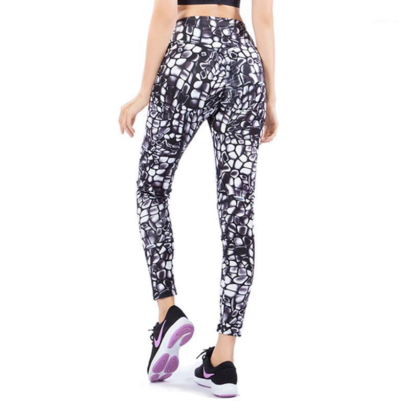 

Leggins Sport Women Fitness Agate Printed Yoga Skinny Workout Leggings Fitness Sports Cropped Pants Clothing calzas yoga mujer1, Black