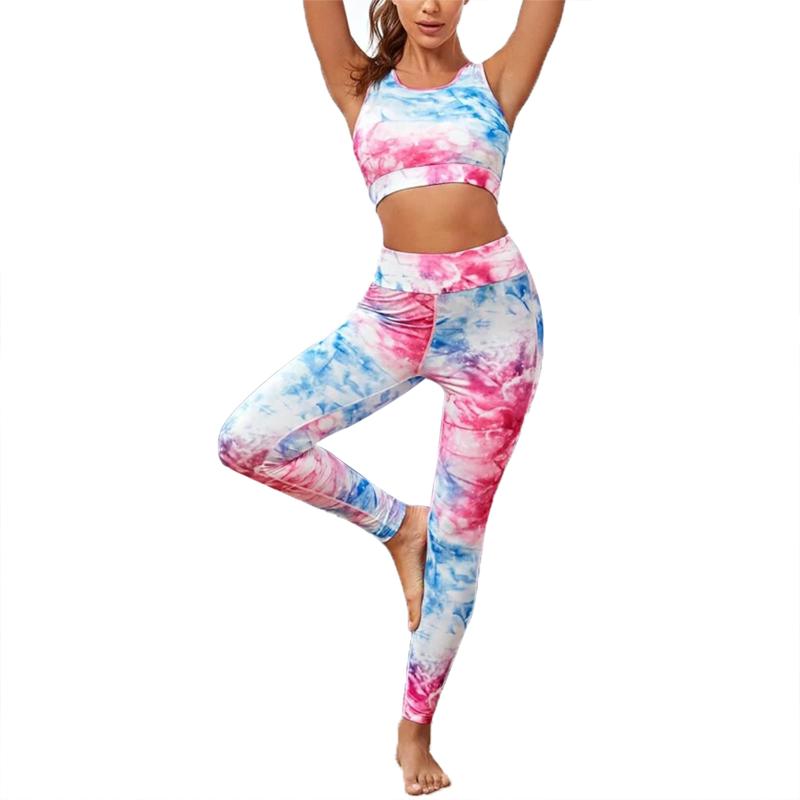 

2PCS Seamless Women Yoga Set Workout Sportswear Gym Clothing Fitness Sleeveless Crop Top High Waist Leggings Sports Suits, Multicolor