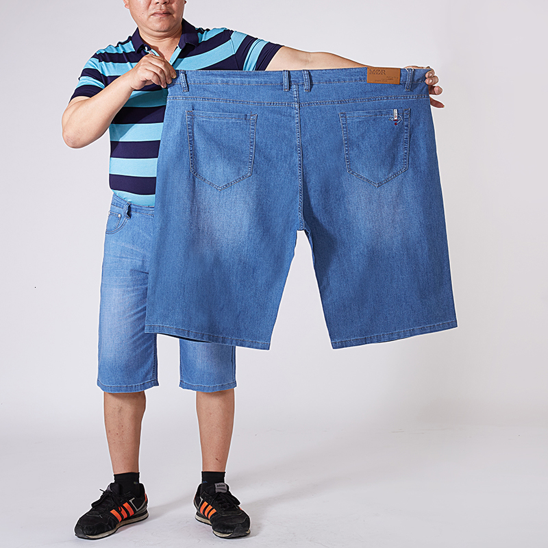 

2021 New Men's Shorts Plus Size -56 Intelligent Breeches Short Pants Thin Stretcher Embroidered Summer Light Blue EPLI, Sky blue.