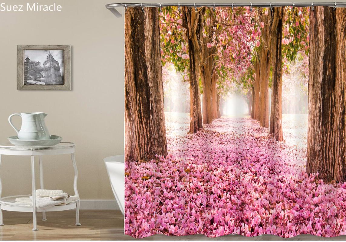 

Fallen flower forest cheerful Bathing waterproof Bathroom colorful Shower curtain