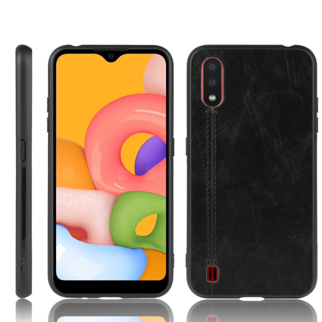 

For Galaxy A01 Shockproof Sewing Cow Pattern Skin PC PU TPU Case