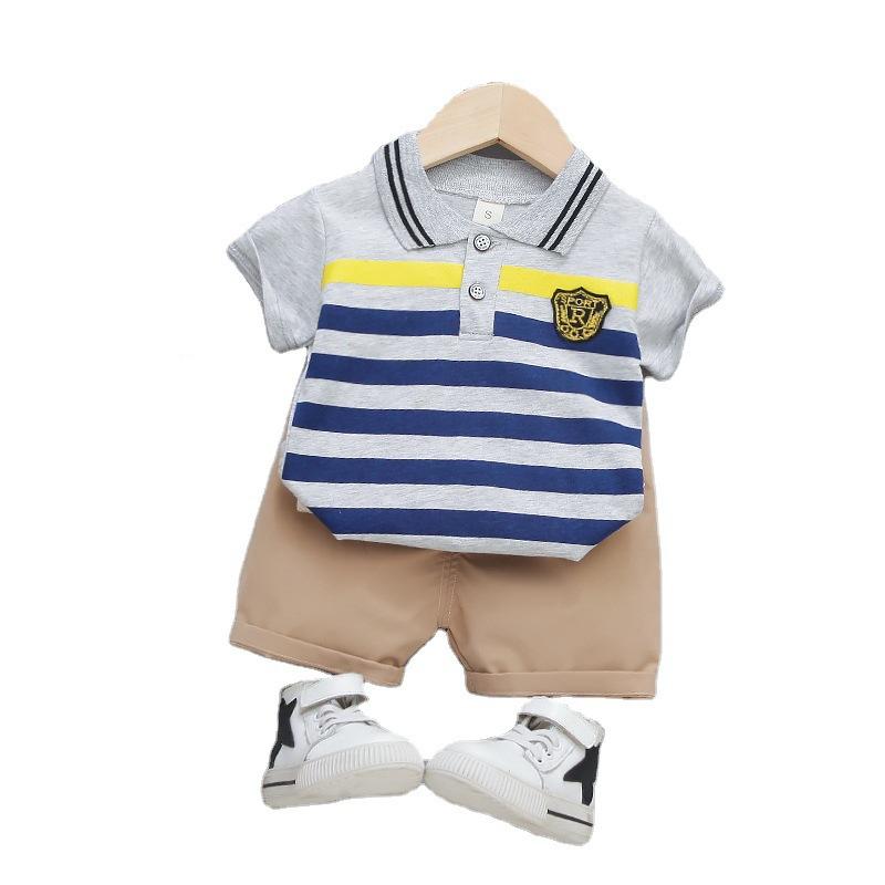 

Summer Fashion New Baby Girl Clothes Children Boys Cotton T Shirt Shorts 2Pcs/sets Toddler Sports Costume Infant Kids Tracksuits, Gray