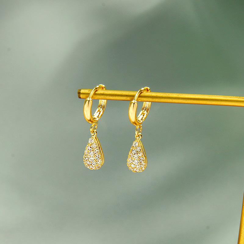 

Drop Ear Buckle Are Exquisite And Compact Zircon Dangler Fashion Temperament Metal High Sense Hypoallergenic 2021 Trend Korea