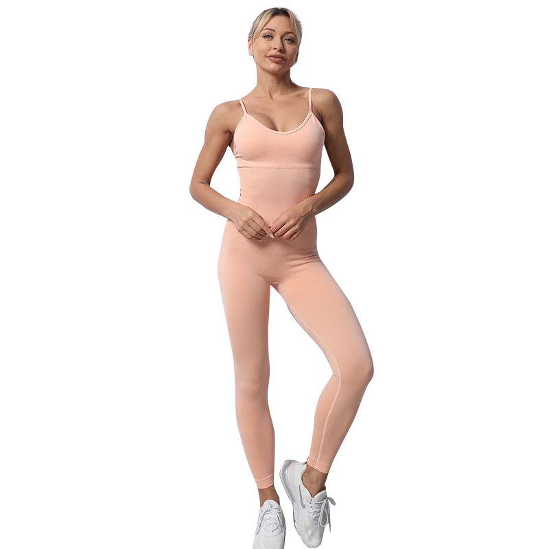 

Yoga Set Sling Sport Seamless High-Elastic Tight-Fitting One-Piece Yoga Suit Sexy Leggings Clothes Ladies Sportswear Clothing, As pic