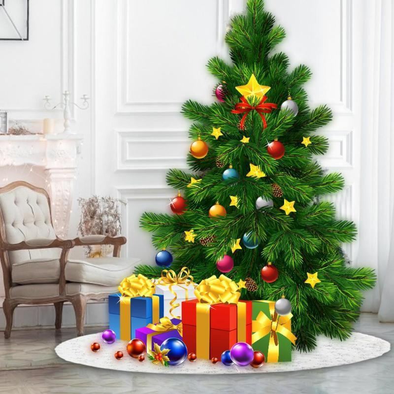 

Soft Christmas Tree Skirts Non-woven Lace Apron Blanket Mat Cover Gold Silver Snowflakes Home Party Decoration1