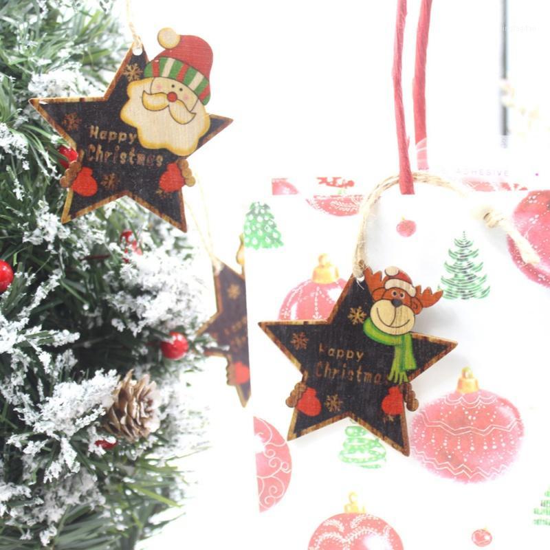 

3PCS Five-pointed Star Wooden Board Christmas Tree Hanging Decoration Festive Party Supplies Christmas Hanging Decoration1