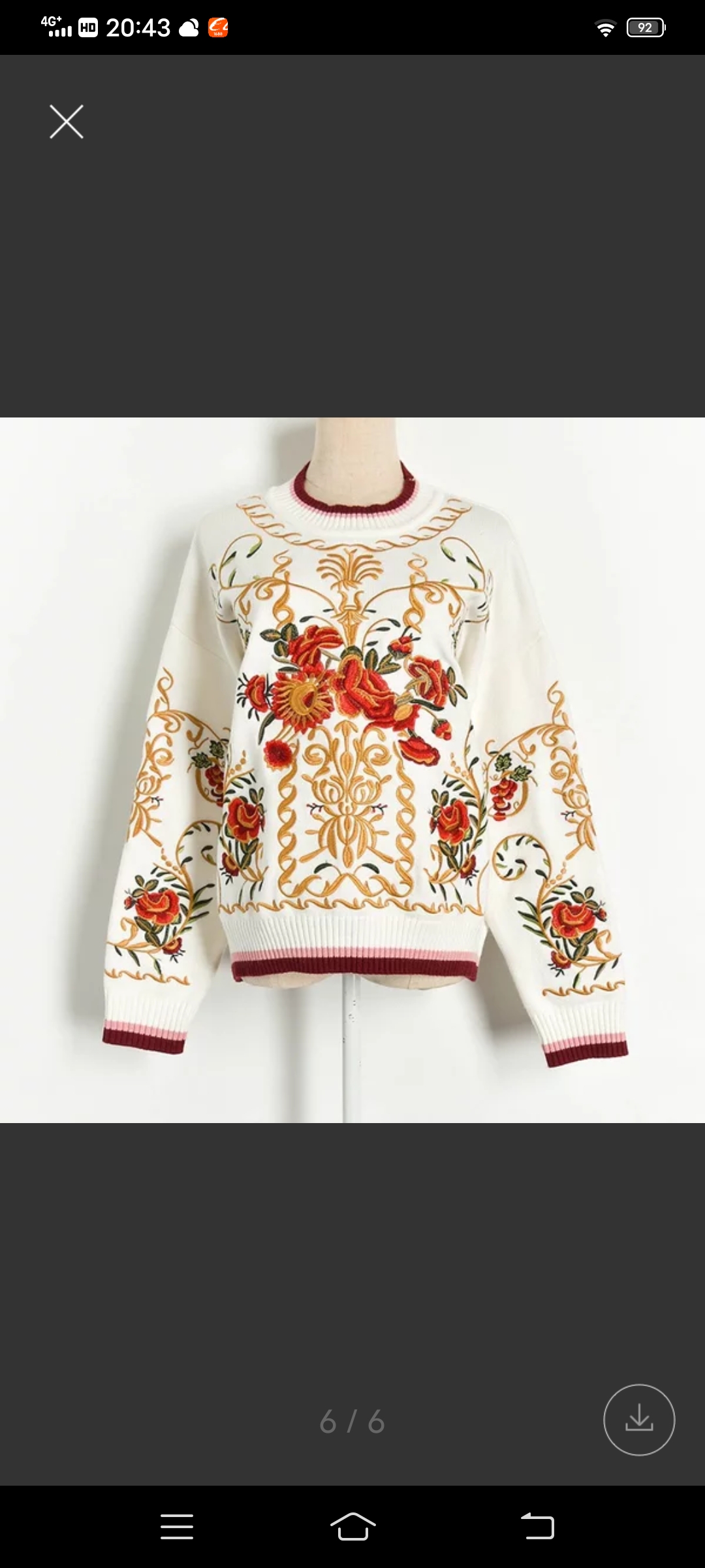 

820 Free Shipping 2020 Autumn Brand Same Style Regular Long Sleeve White Embroidery Crew Neck Kint Sweater Striped Red Women Clothes
