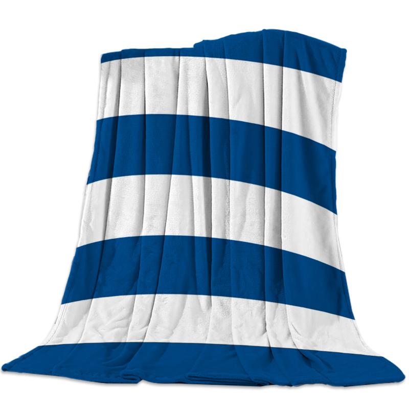 

Classic Blue White Stripes Blanket Flannel Soft Blanket Suitable for Adults Children and The Elderly Custom Warm for Bed