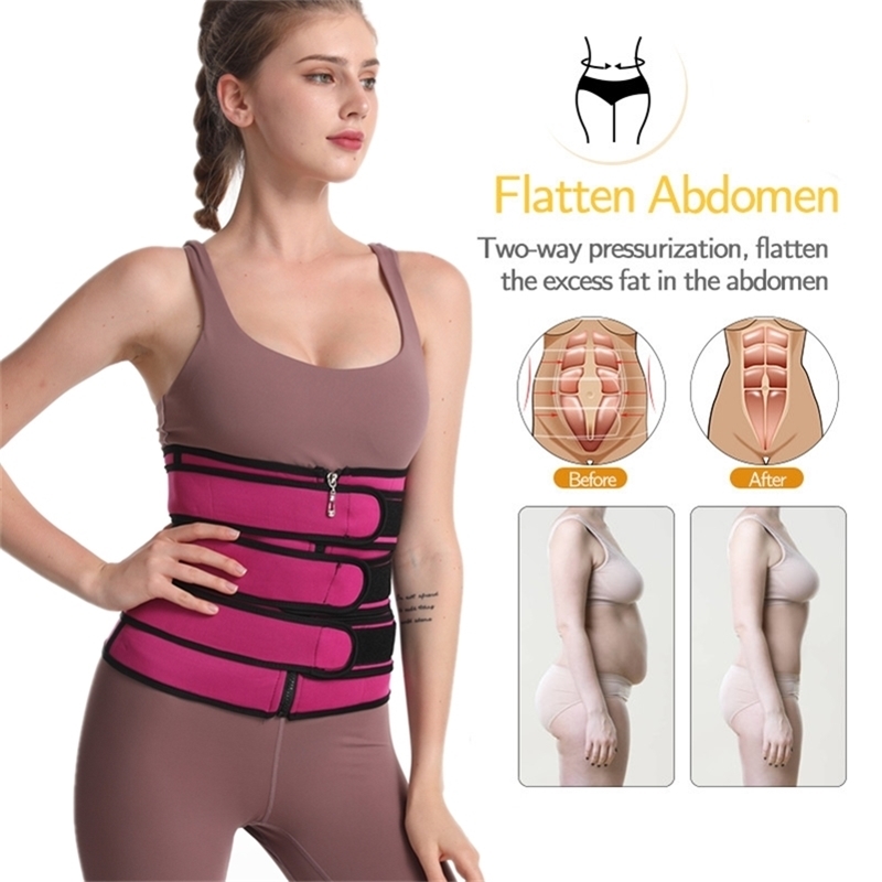 

Neoprene Waist trainer body shaper plus size wasit trainer womens belly control sweat belt waist trainer new waste trainers 201222, Zipper black