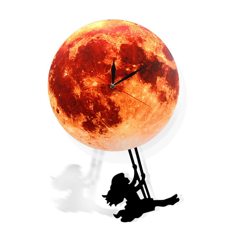 

Golden Moon Pendulum Wall Clock Swinging on the Moon Space Galaxy Home Decor Supermoon Full Clock with Swinging Pendulum