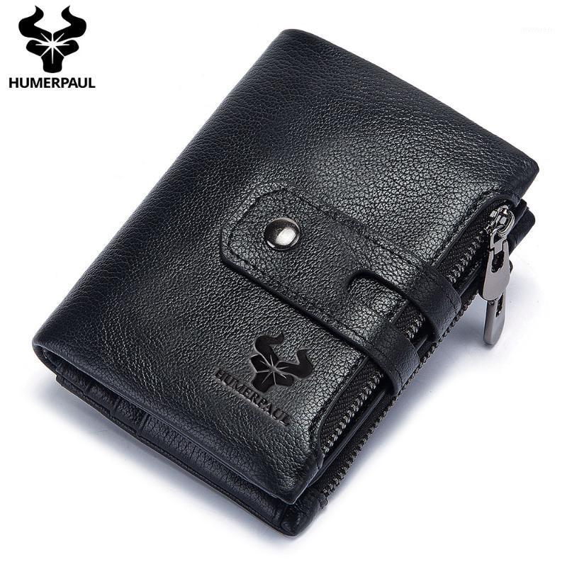 

Unisex Short Wallet Top Layer Cowhide Men's Wallet High Quality Fashion Female Purse Zipper Coin Casual Cards Holder1, Black