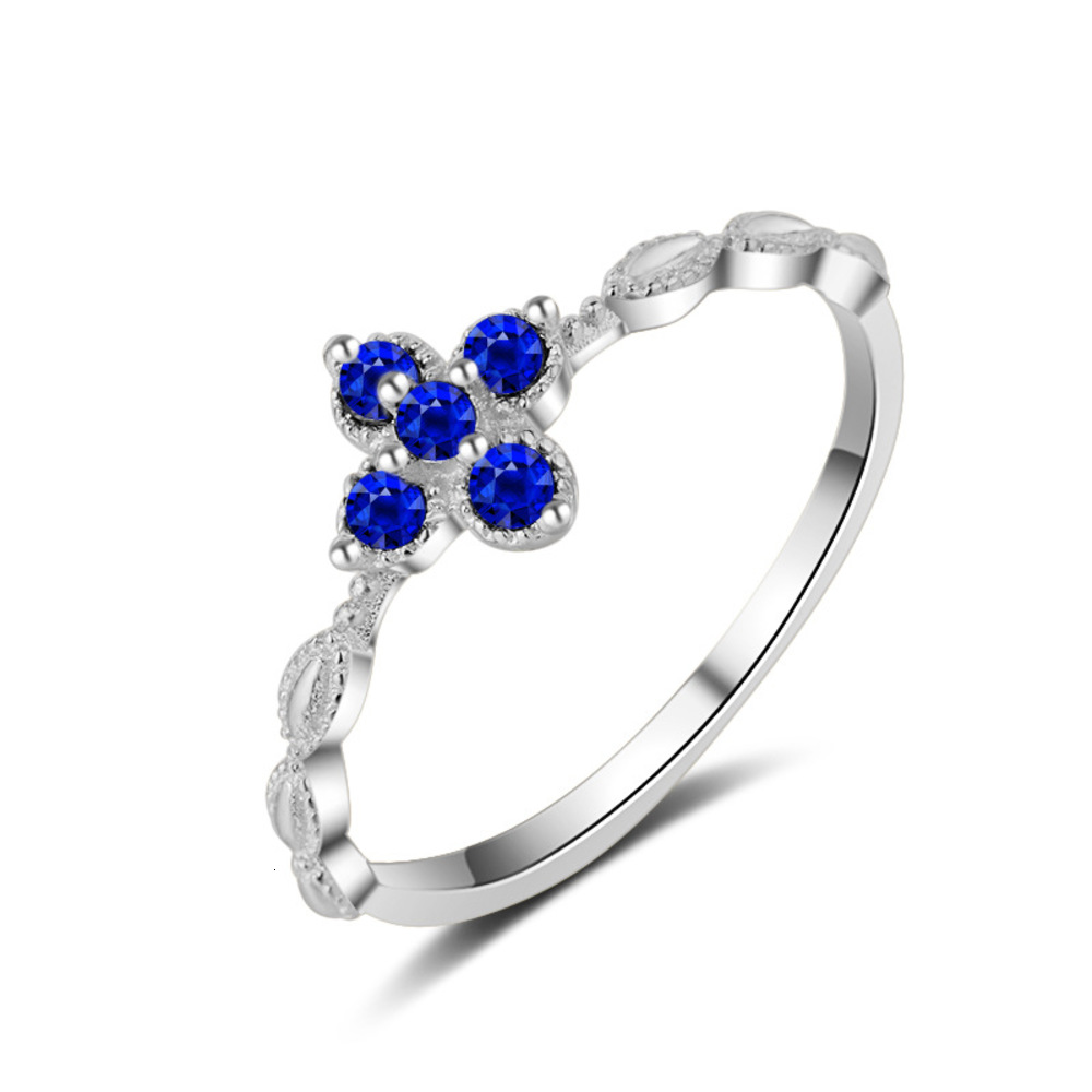 

Luxurys Designers Fashion Jz061 platinum plated K women's ball clover court Blue Spinel diamond ring