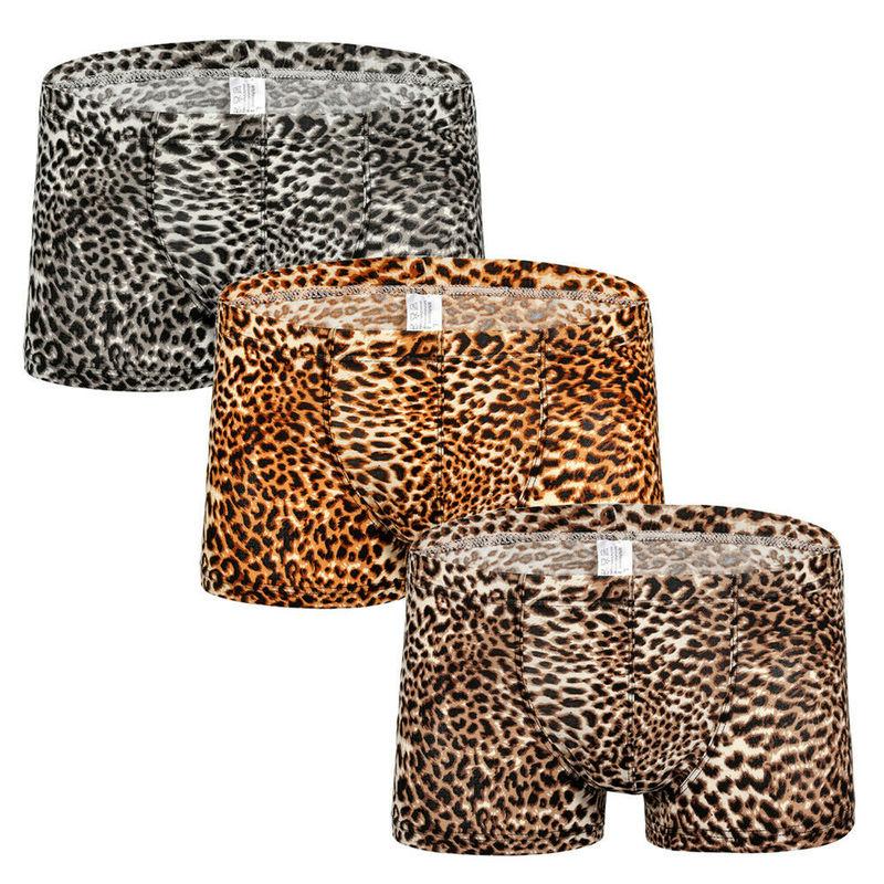 

3PCS/Lot Sexy Mens Underwear Boxers Breathable Leopard Print Boxer Shorts Trunks Low Rise Underpants Bulge Pouch Homme Panties
