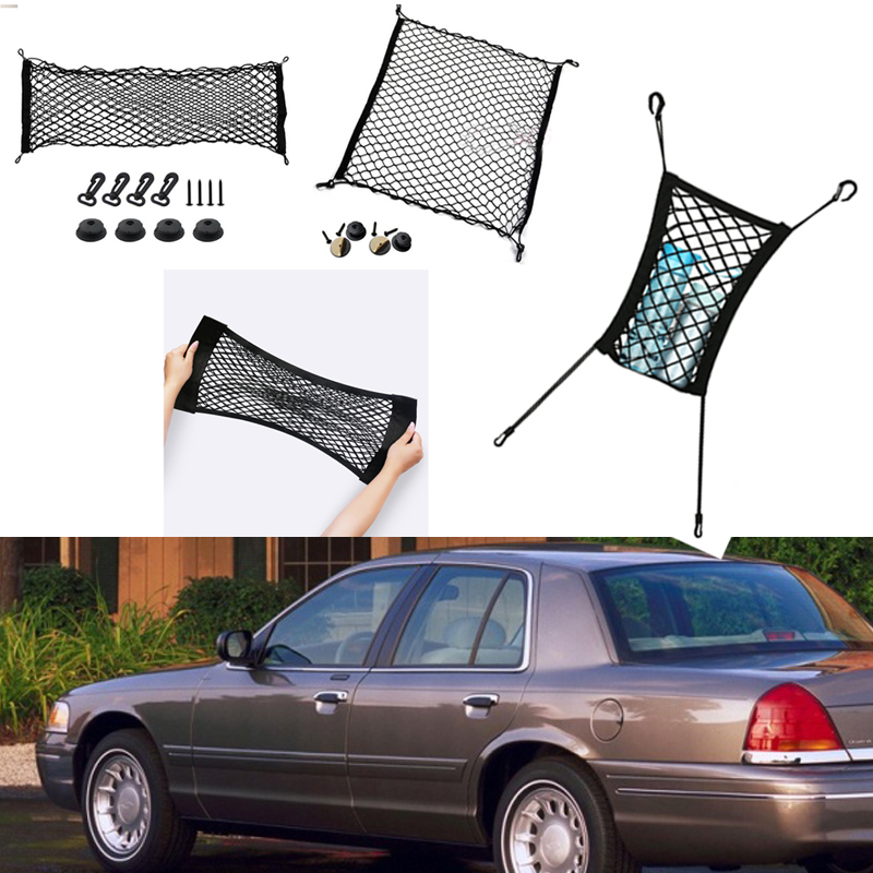 

For Ford Crown Victoria Car Vehicle Black Rear Trunk Cargo Baggage Organizer Storage Nylon Plain Vertical Seat Net