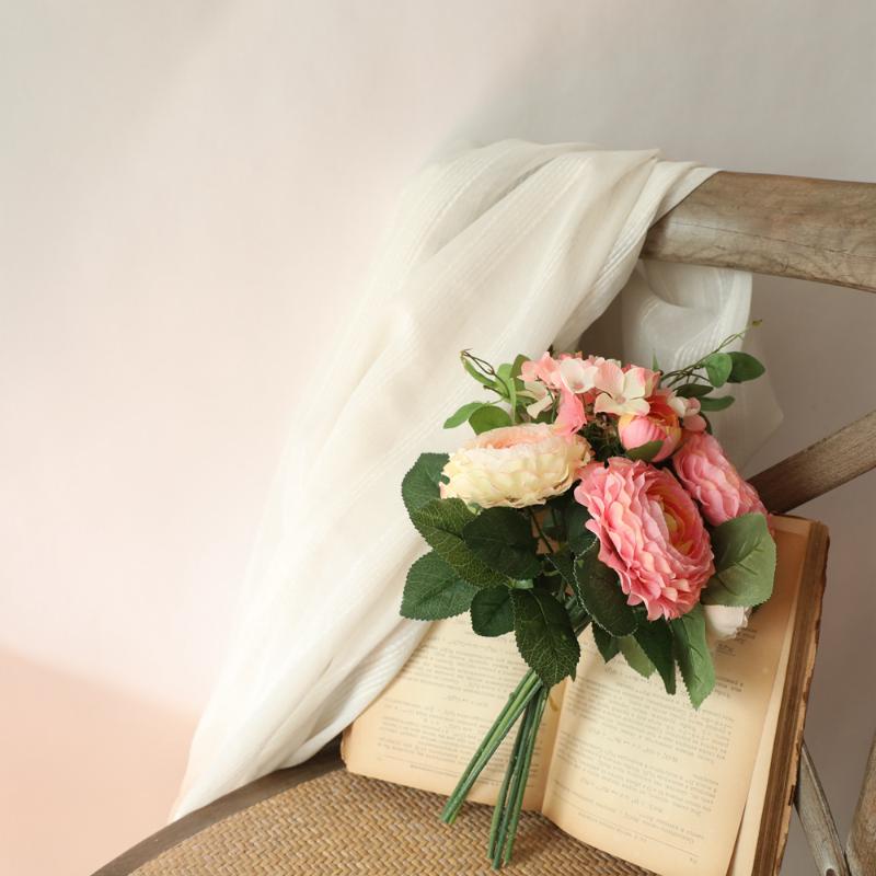 

4 Colors Silk Peony Hydrangea hybrid Artificial Flower Rose Peony Bridal Bouquet Wedding Decoration DIY Home, Green