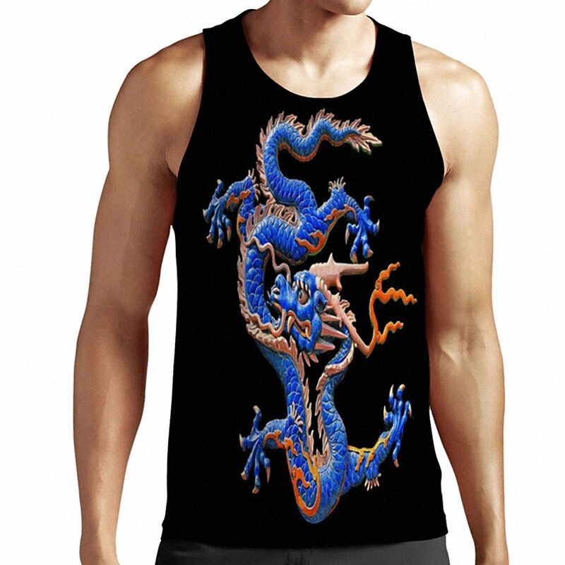 Men's Unisex Tank Top Undershirt 3D Print Dragon Graphic Prints Plus Size Round Neck Casual Daily Print Sleeveless Tops Basic Designer Big a