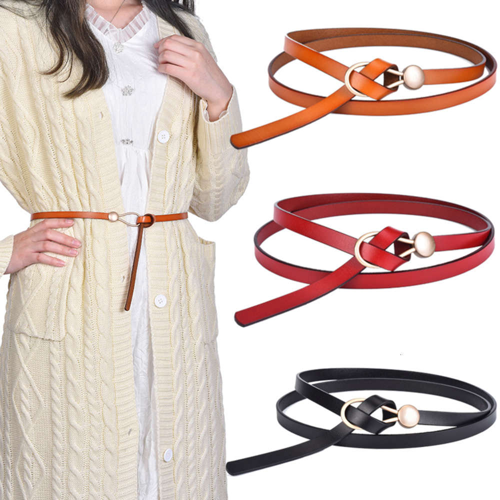 

Suit thin belt women's leather versatile knot decorative belt fashion black with dress sweater waist