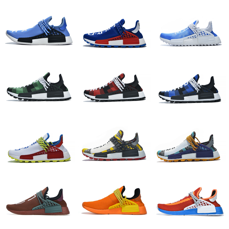 

36-47 2021 Pharrell Williams NMD Human Race Shoes Equality Nerd Black Nobel Ink Mens Shoes Women Pale Nude Nerd Cream Sneakers With Box