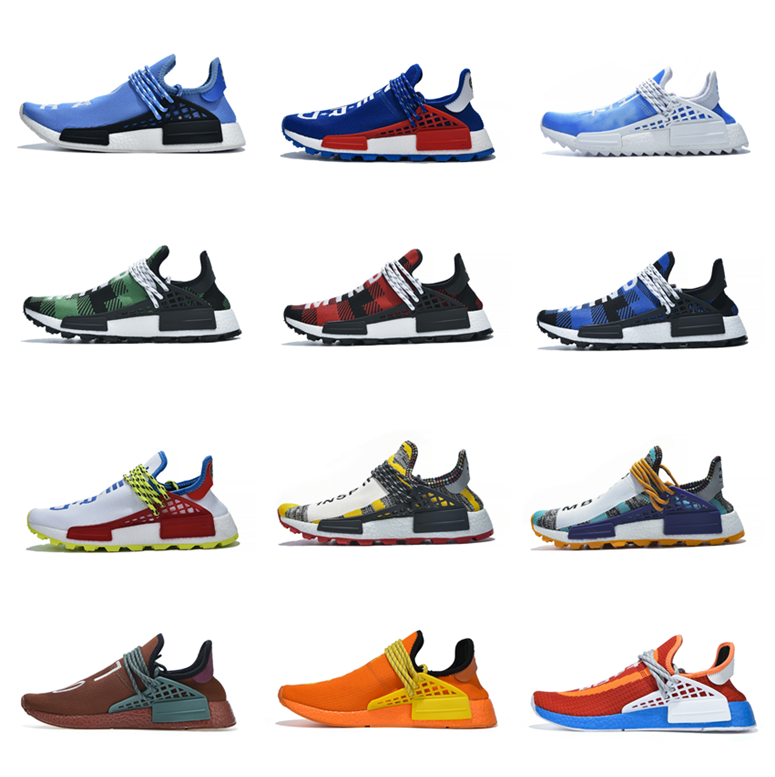 

36-47 2021 Pharrell Williams NMD Human Race Shoes Equality Nerd Black Nobel Ink Mens Shoes Women Pale Nude Nerd Cream Sneakers With Box, 46