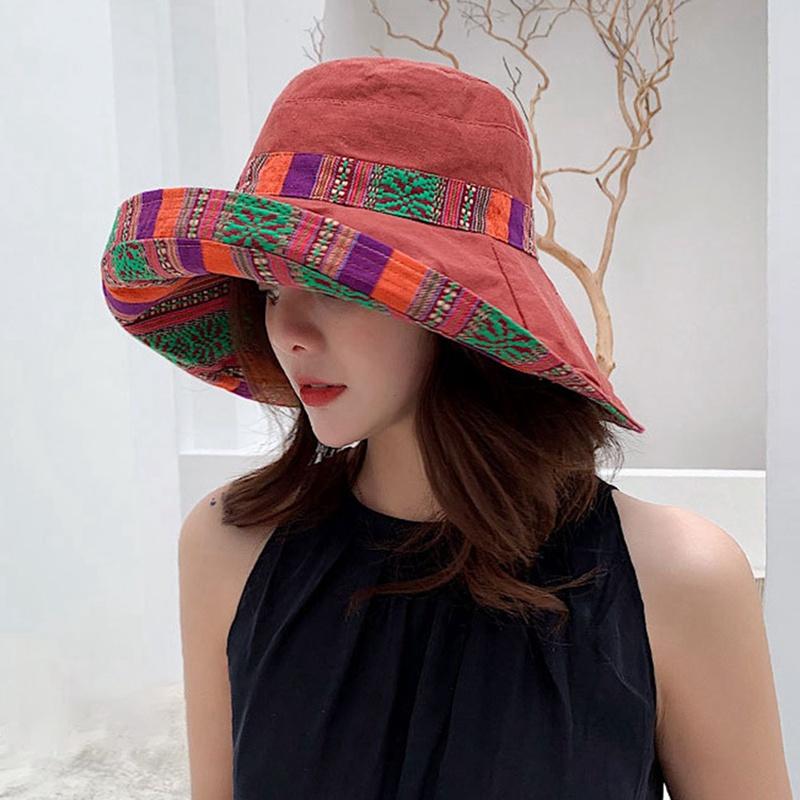 

Fashion Big Bow Denim Blue Sun Hat Summer Women Anti-UV Wide Brim Beach Hat Bowknot Foldable Bucket Fisherman Cap, Ht4797rd