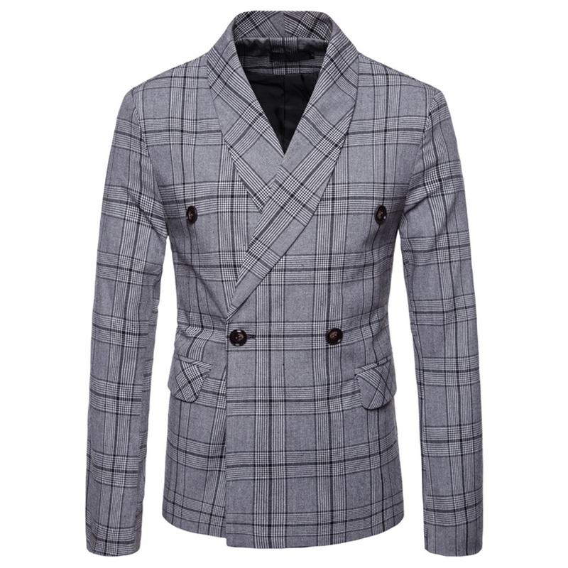 

Men Blazers and Jackets New Design Double Breasted Slim Fit Blazers Business Casual Men Suit Jackets tenis masculino, Gray