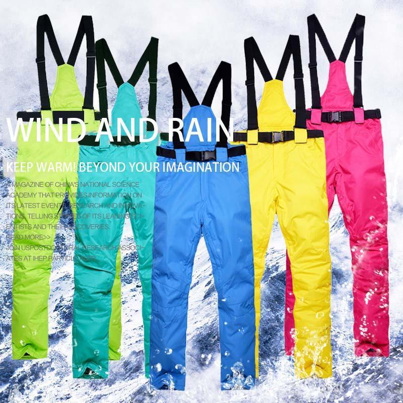 

Men's Ski Pants Women Winter Windproof Waterproof Warm Snowboard Pants Thickened Breathable Shoulder Belt Ski -XXXL1, Black