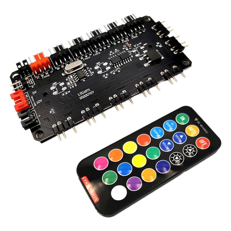 

COOLMOON Fan Controller, PWM ligent Temperature Control 5V Remote Control Is Suitable for COOLMOON Yuhuan Fans