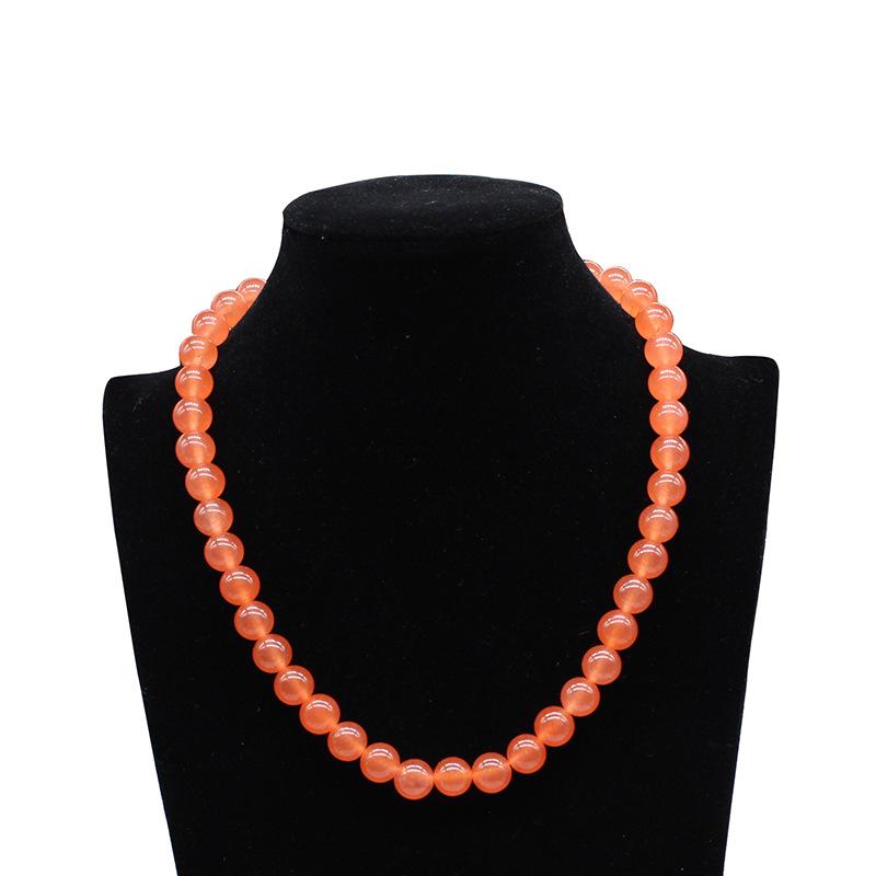 

Classic Natural Pink Orange Crystal Stone Beaded Chain Choker for Girl Women Toggle Clasps Yoga Necklace Jewelry 8mm 10mm