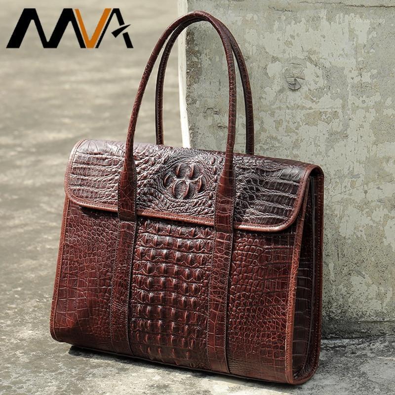 

MVA men briefcase leather computer bag office bag handbag messenger crocodile pattern luxury high-end men free shipping1, Coffee