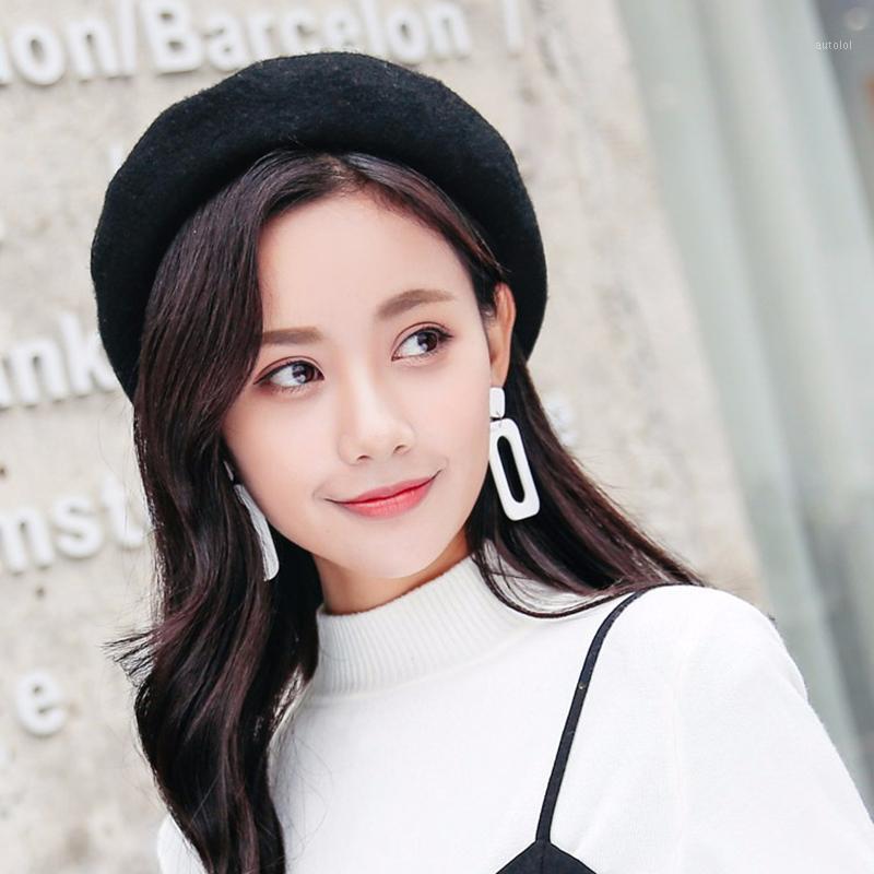 

Vintage Soft Woolen Beret Korean Style Women Winter Hat Cap Solid Color Ladies Berets Fashion Artist Girls Caps1, Black