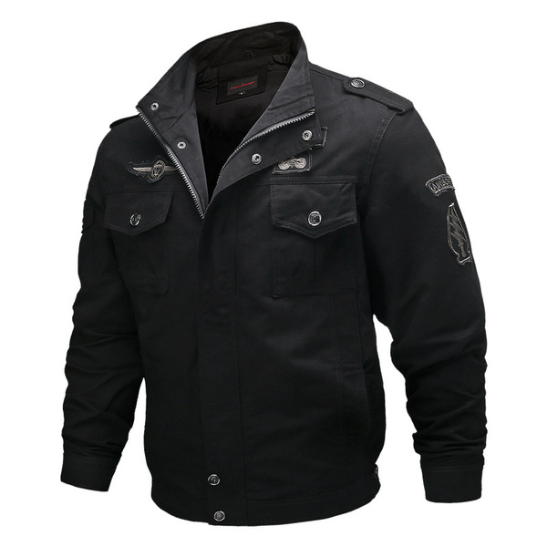

Men Army Jackets Plus Size 6XL Hot Cost Outerwear Embroidery Badge Mens Jacket Coats, Black