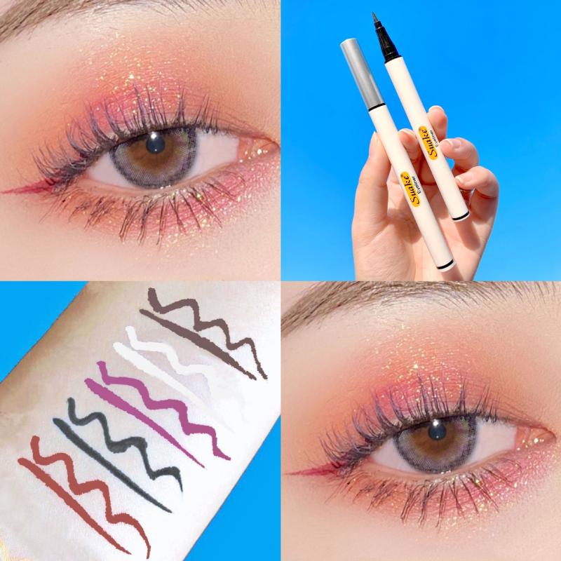 

5 Colors Liquid Eyeliner Pencil Black Brown Purple Smooth Silky Thin Eye Liner Pen Waterproof Long Lasting No Blooming, 02