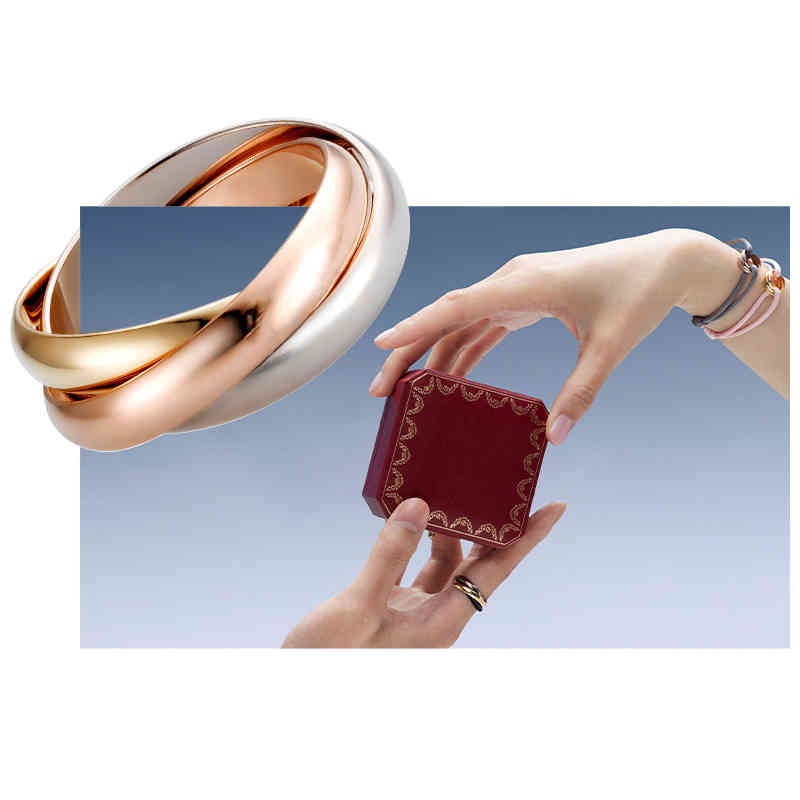 

J.hangke Trinity Ring Titanium Steel Triple Love for Women Men Wedding Engagement s Jewelry Gift
