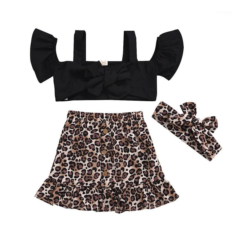

Newborn Toddler Infant Baby One Shoulder Top + Leopard Print Single-Breasted Skirt Leopard Print Hairband Three-piece Newest1, Beige