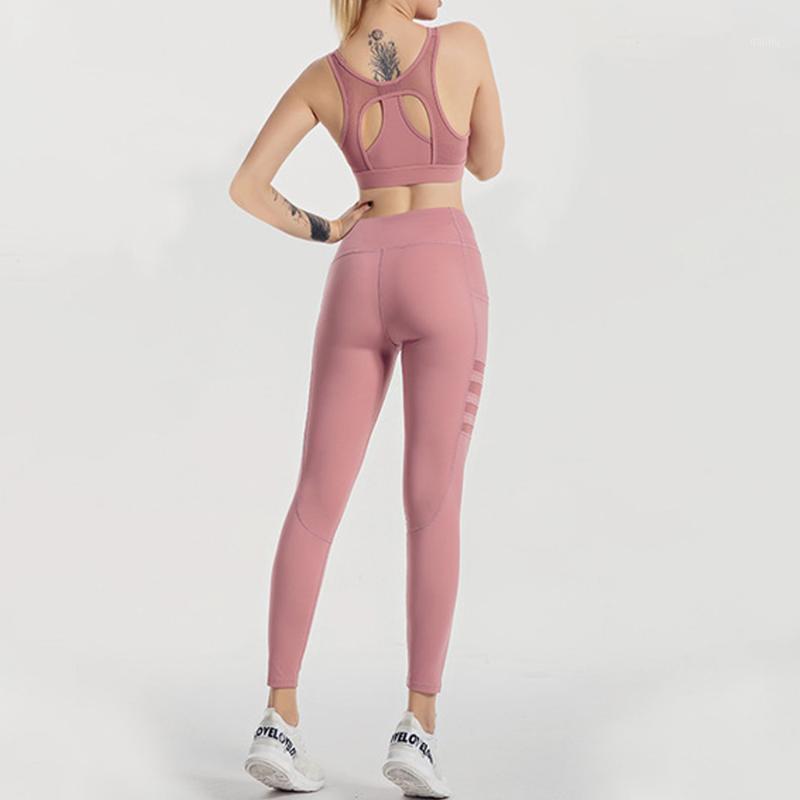 

Summer Solid Color Women's Yoga Fitness Set Sexy Shockproof Bras Fashionable Buttocks Tight Elastic Running Sports Yoga Pants1, Red bra