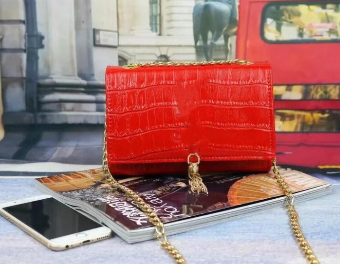 

Fashion Classic crocodile pattern tassel crossbody bag chain hot sell new women bags handbags shoulder bags tote bags messenger, Red