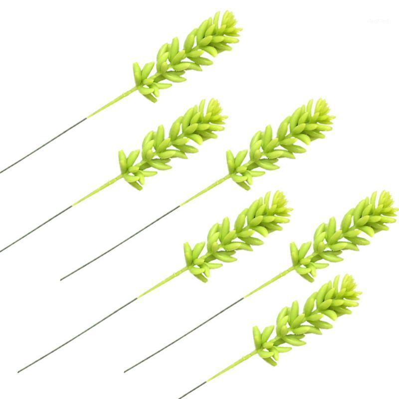 

6pcs Fake Plant Decorative Plastic Flower Arranging Fake Decoration Plant1, Green