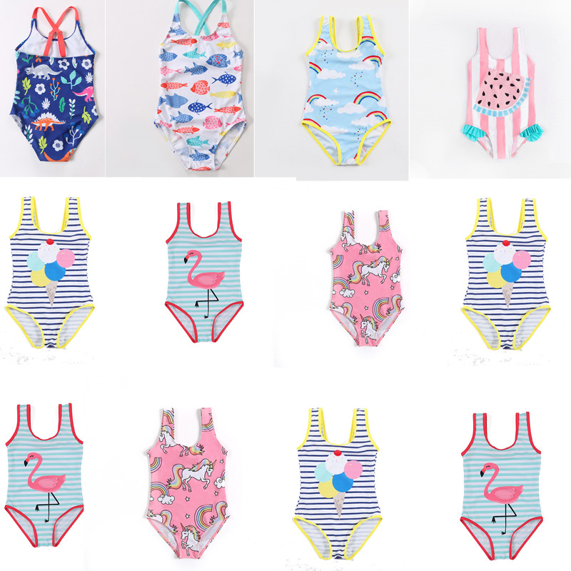

One-Pieces Girls Swimwear Fish Summer Kids Flower Beach Dress Swimsuits Rainbow Bikini Toddler Beach Sundress balloon Cartoon, Black