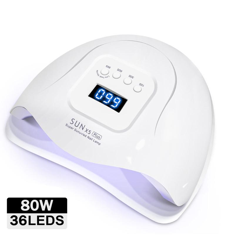 

SUN X5 Plus 80W Nail Lamp Auto 36LED UV Lamp Professional Nail Gel Dryer Upgrade US EU Plug Manicure, Pink