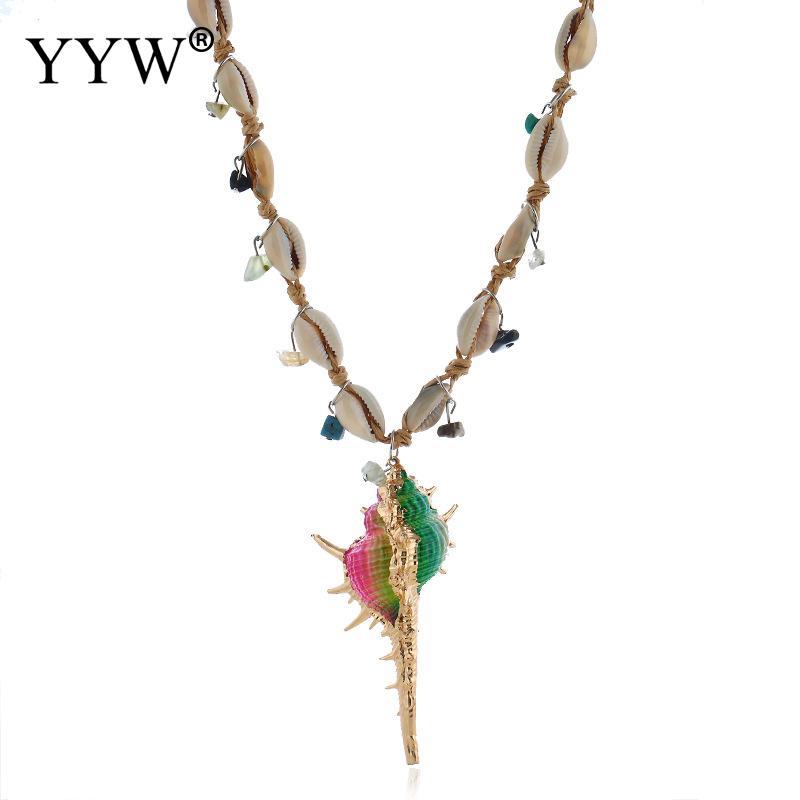 

Multiple Kinds Trumpet Shell Necklace Women Adjustable Gold Chain Girls Summer Collarbone Accessories Ornaments gargantilha