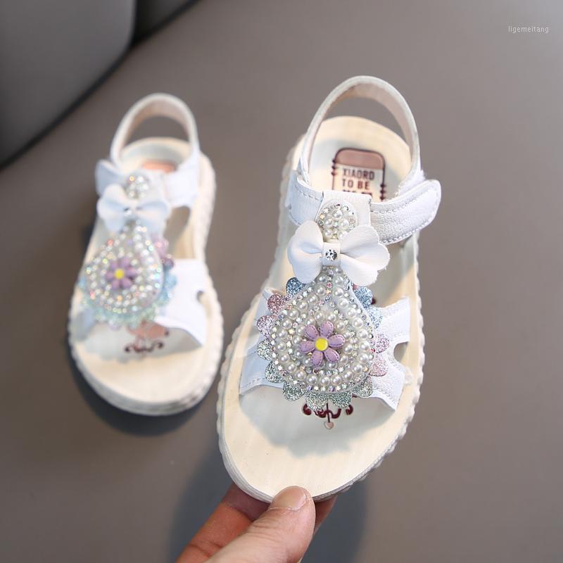 

Girls Sandals Flowers Sweet Soft Children's Beach Shoes Infant Children Baby Girls Summer Open Toe Sandals Pearl Princess Shoes1, Pink