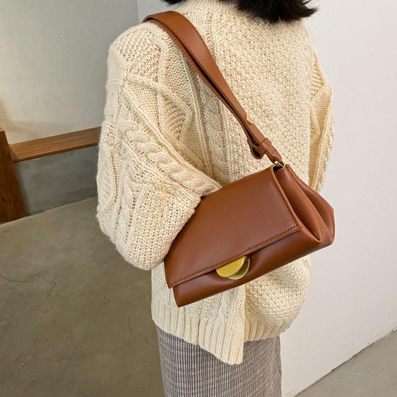 

Luxury Leather Shoulder Bags For Women 2021 Fashion Brand Crossbody Bags Ladies Famous Girl's Party and Purses New Flap, Chocolate