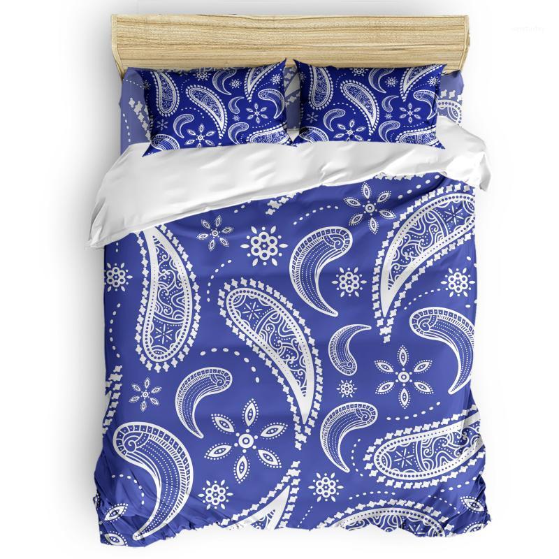 

Paisley Pattern Blue Duvet Cover Set Warm and Comfortable Bed Sheet Bedroom Comforter Set 2/3/4pcs Bedding1, As pic