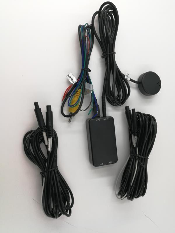 

Newest wired 4 pin connector car sound /trigger / button control quad camera switch control box parking aid around camera box1