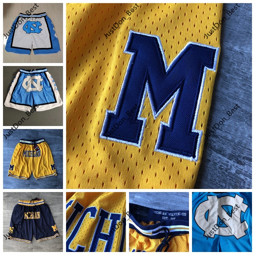 

Mens JUST DON Pocket Basketball Shorts Retro Stitched 1817 Vintage Michigan Wolverines Pocket Shorts Lining Mesh Sports Pocket Sweatpants, Like pics