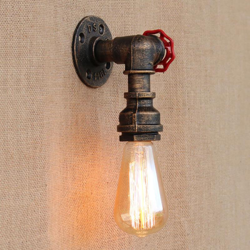 

Steam punk Loft Industrial iron rust Water pipe retro wall lamp Vintage e27 sconce lights for living room bedroom restaurant bar