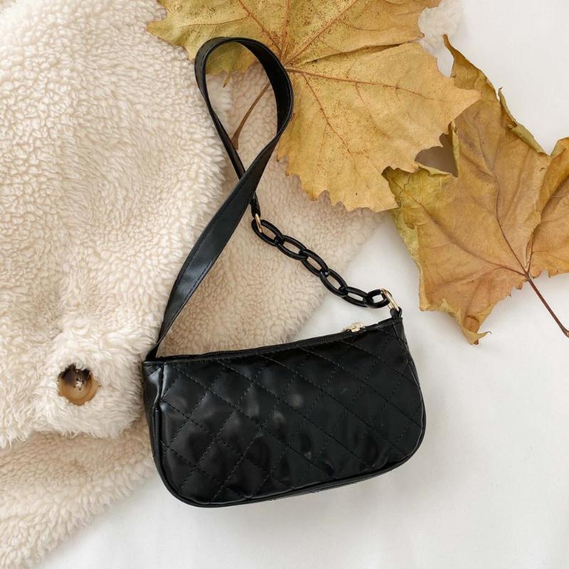 

2020 Luxury Designer Quality PU Leather Shoulder Bag Purses And Handbags for Women Fashion Baguette Bag Elegant Bolsa Feminina, Black