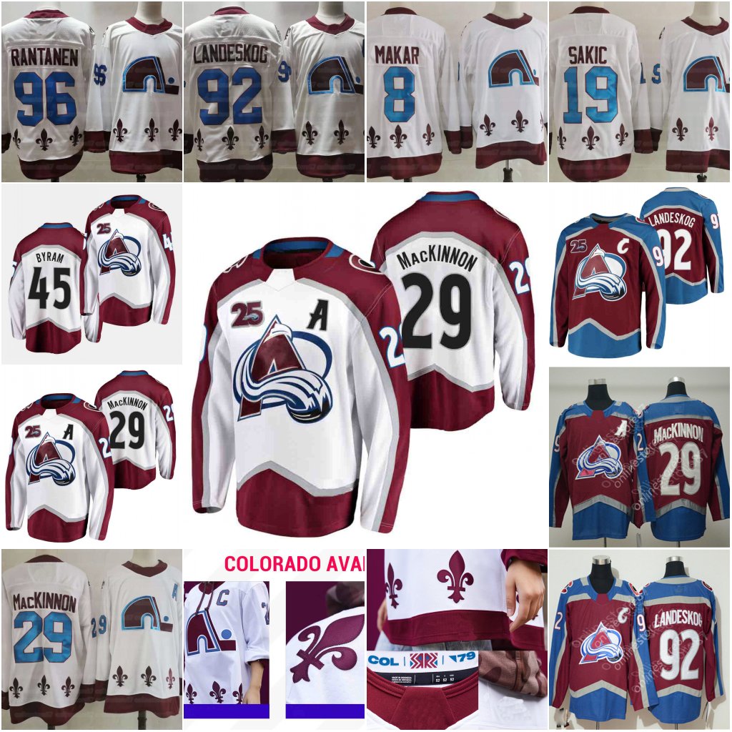 

19 Joe Sakic Colorado Avalanche 25th Anniversary Jersey 8 Cale Makar 29 Nathan MacKinnon 96 Mikko Rantanen 92 Gabriel Landeskog Jerseys, Youth s-xl