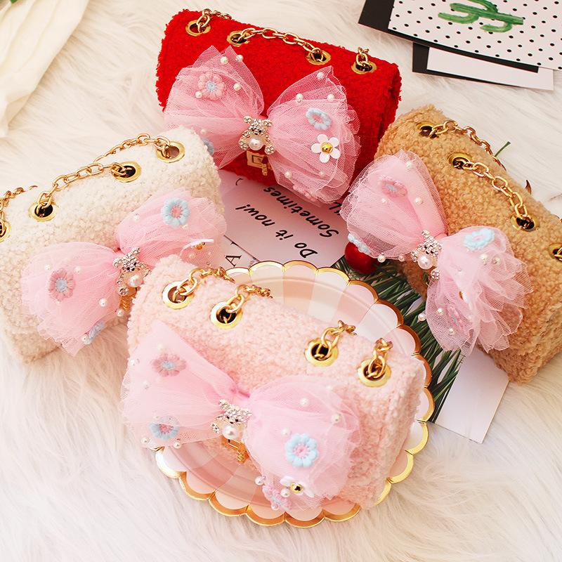 

Korean Children's Mini Handbag Cute Kids Princess Lace Bow Crossbody Bags for Girls Small Coin Wallet Pouch Baby Party Purse, Khaki