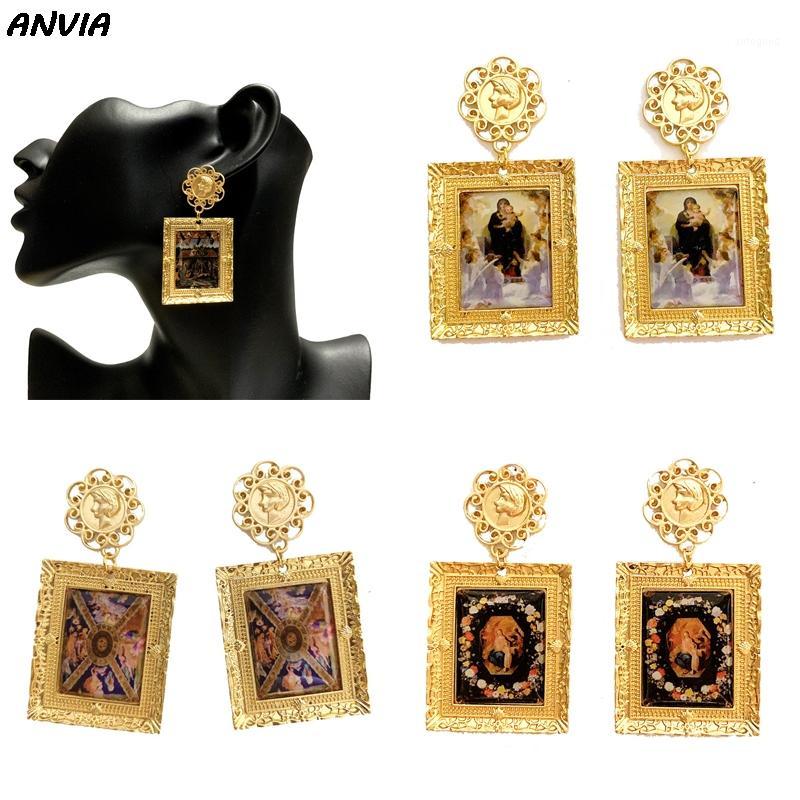 

Dangle & Chandelier Christian Religious Jesus Virgin Mary Angel Picture Earrings Women Femme Gold Exaggerate Classic Jewelry Design 20211